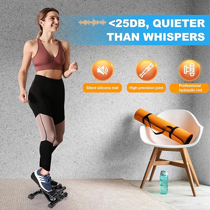 TOPMAJOR Steppers for Exercise at Home with 330 lbs Weight Capacity, Resistance Bands & Non-Slip Mat for Full Body Workout, Adjustable Height Hydraulic Stepper with LCD to Monitor Steps & Time