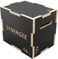Synergee 3 in 1 Non-Slip Plyometric Box for Jump Training and Conditioning. Wooden Plyo and Soft Plyo Box All In One Jump Trainer. Sizes 20/18/16, 16/14/12
