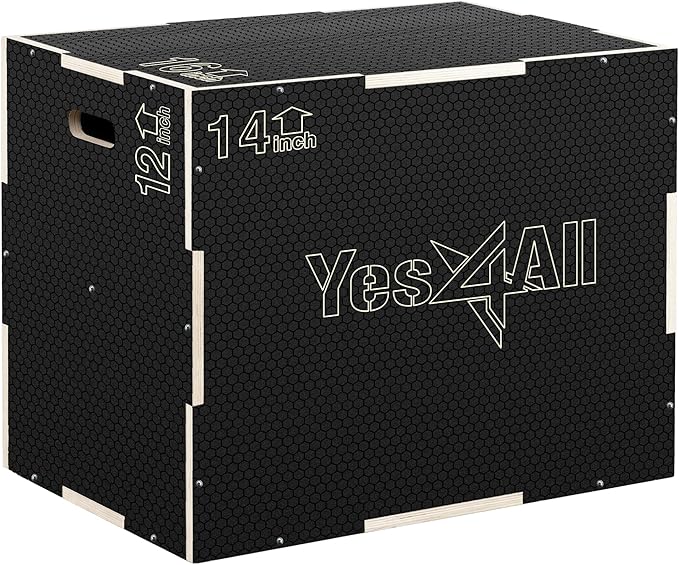 Yes4All 3 in 1 Non-Slip Wooden Plyo Box, Step Up Box for Workout, Plyometric Jump Box for Skipping, Jumping, Lunges, Squats, Dips