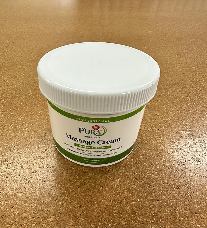 Herbal Therapy 4 Fl oz Massage Cream, Aloe Vera, Professional, Massage Therapy, Deep Tissue, Unscented, Hypoallergenic, Natural Ingredients, Skin Hydrating, Moisturizing, Muscle Relief
