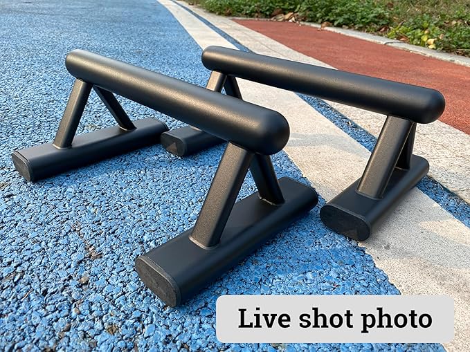 SELEWARE Wood push up bars Parallettes bars Anti-slip Handstand Bars for Calisthenics, Fitness, Floor workouts Solid Wood with Sturdy Metal Bracket, Support 600 lbs