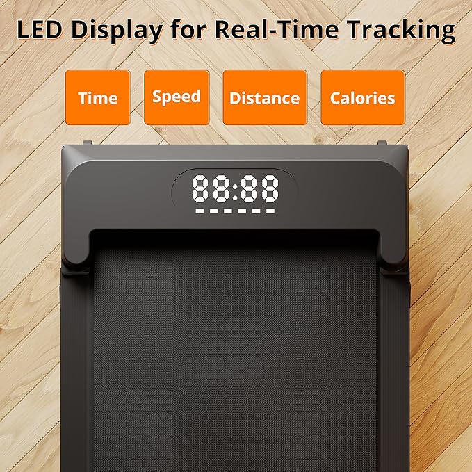 Walking Pad Treadmill, Under Desk Treadmill for Home/Office with 250 lbs Weight Capacity, 2.5HP Low Noise Walking Pad, Remote Control, LED Display