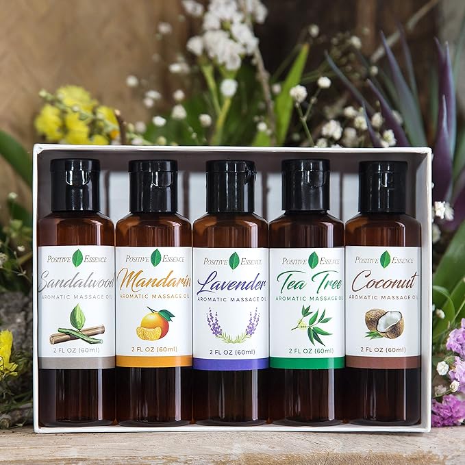 Massage Oil for Massage Therapy – Relaxing Massage Oil Set, Pure Essential Oils for Skin Care, Jojoba, Sweet Almond, Vitamin E – Body Oil Massage
