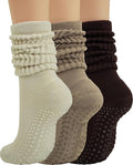 BomKinta Pilates Socks with Grips for Women - Yoga Grippy Slouch Scrunch Sock - Slipper Socks for Barre Workout Hospital