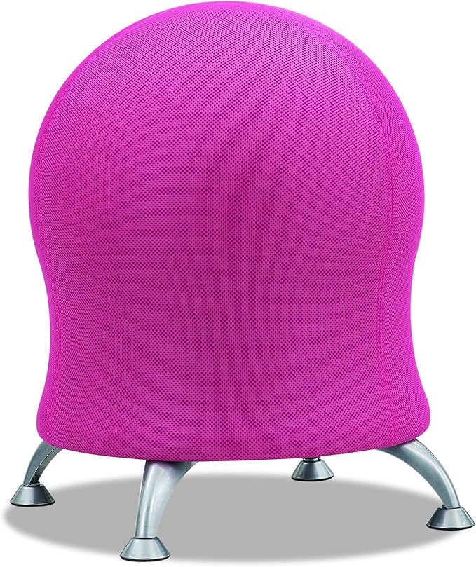 Safco Zenergy Ball Chair, Active Seating, Anti-Burst, Inflatable Chair for Home Office and Classroom, Pink Mesh