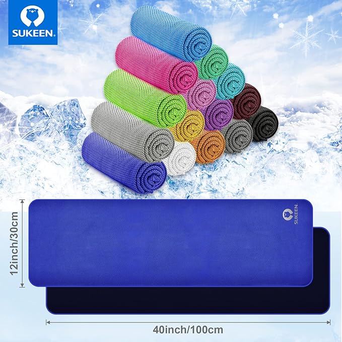 Sukeen Cooling Towel (40"x12"), Ice Towel, Soft Breathable Towel for Yoga, Sport, Running, Gym, Workout, Camping, Fitness, Workout & More Activities
