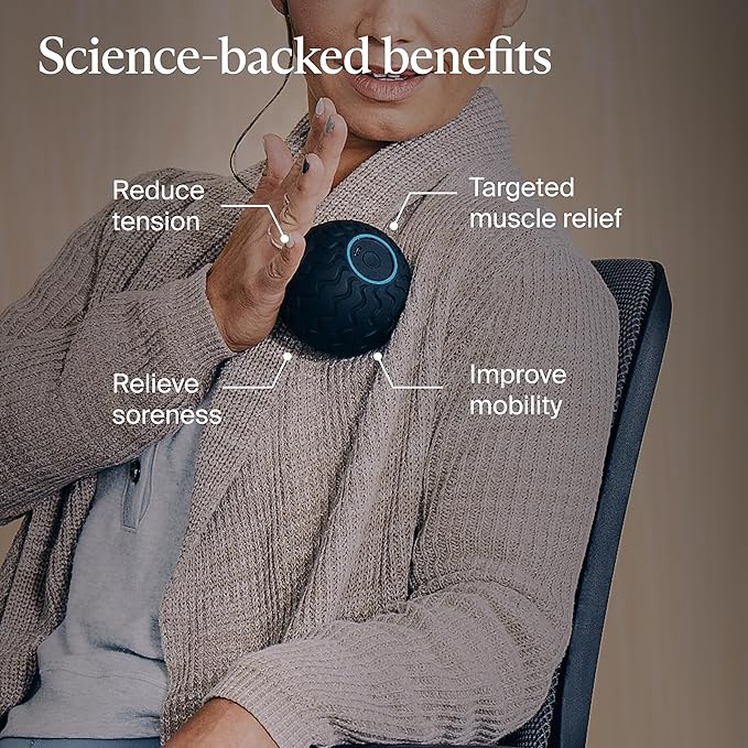 Therabody WaveSolo - Handheld Bluetooth Enabled Massage Device, Ultra Portable Vibration Therapy Ball w/QuietRoll Technology & 3 Customizable Vibration Frequencies