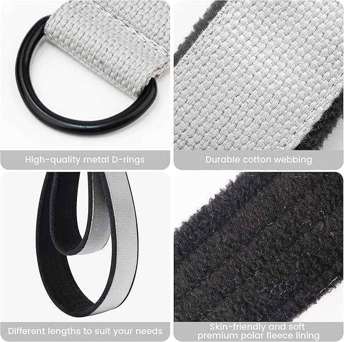 2PCS Comfortable Enhanced Thickness Pilates Double Loop Strap - D-Ring Strap for Home Gym & Yoga Workout Accessories