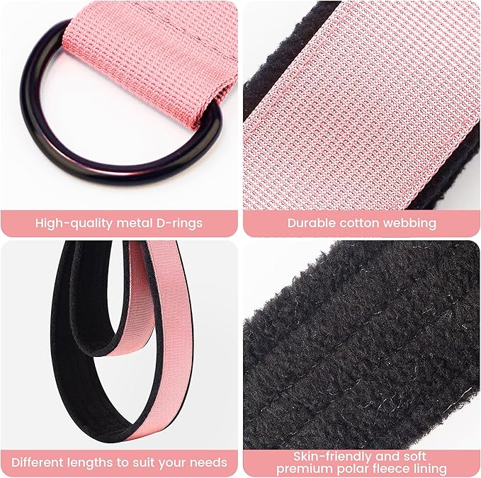 2PCS Comfortable Enhanced Thickness Pilates Double Loop Strap - D-Ring Strap for Home Gym & Yoga Workout Accessories