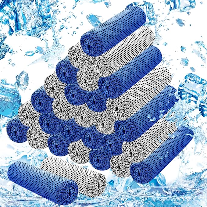 30Pack Cooling Towels for Neck and Face (40"x12"), Ice Microfiber Cooling Towels Bulk for Workout Chill Sweat Towels Cooling Neck Wraps for Gym Yoga Golf Running Sport