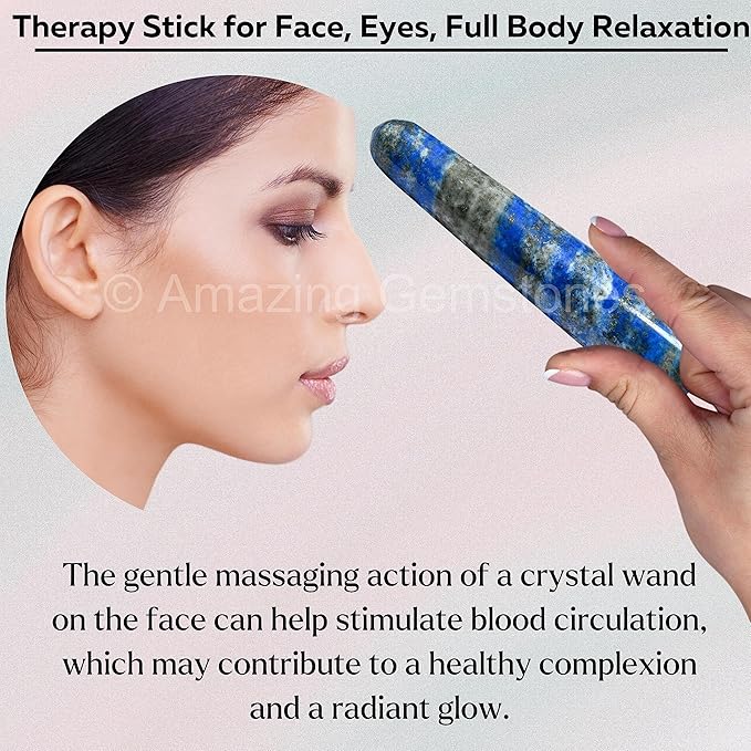 Amazing Gemstone Lapis Lazuli Crystal Wand Massage Stick - Pelvic Wand Gua Sha for Adults - Crystals and Healing Stones Massage Wands for Adults Gifts (Smooth)