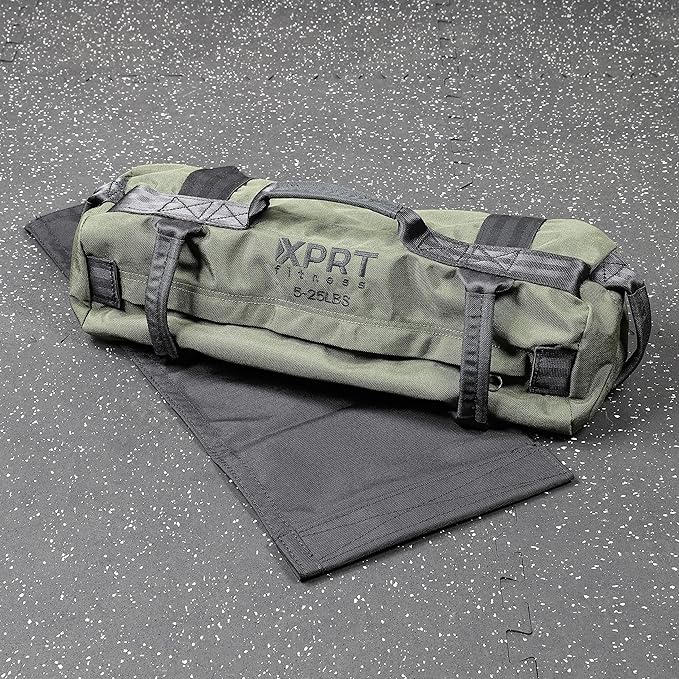XPRT Fitness Workout Sandbag for Heavy Duty Workout Cross Training 7 Multi-positional Handles - Color Army Green/Black/Camo