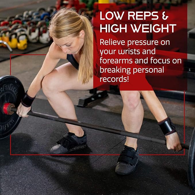 Dark Iron Fitness Wrist Straps for Weightlifting, Heavy Duty Gripping Suede Leather Bands for Men & Women, Support Wraps Gloves Alternative for Power Lifting Weight Strength Training Workouts