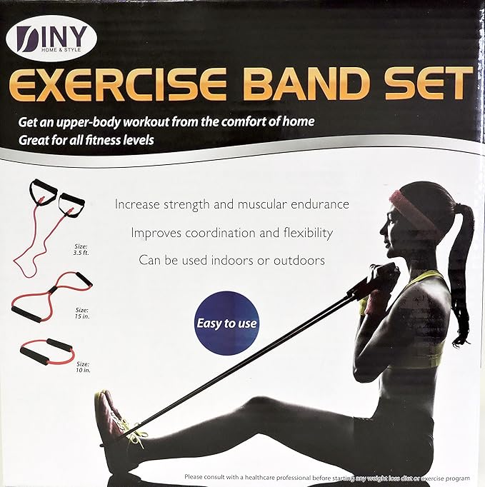Resistance Flex Band Set 3 Piece Increase Strength and Muscular Endurance Physical Therapy Includes Carrying Case