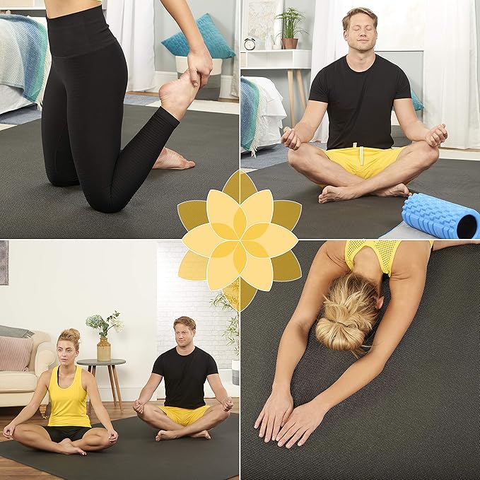 Large Yoga Mat 6'x4'x8mm Extra Thick, Durable, Eco-Friendly, Non-Slip & Odorless Barefoot Exercise and Premium Fitness Home Gym Flooring Mat by ActiveGear