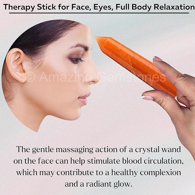 Amazing Gemstone Red Aventurine Crystal Wand Massage Stick - Pelvic Wand Gua Sha for Adults - Crystals and Healing Stones Massage Wands for Adults Gifts (Pointed)