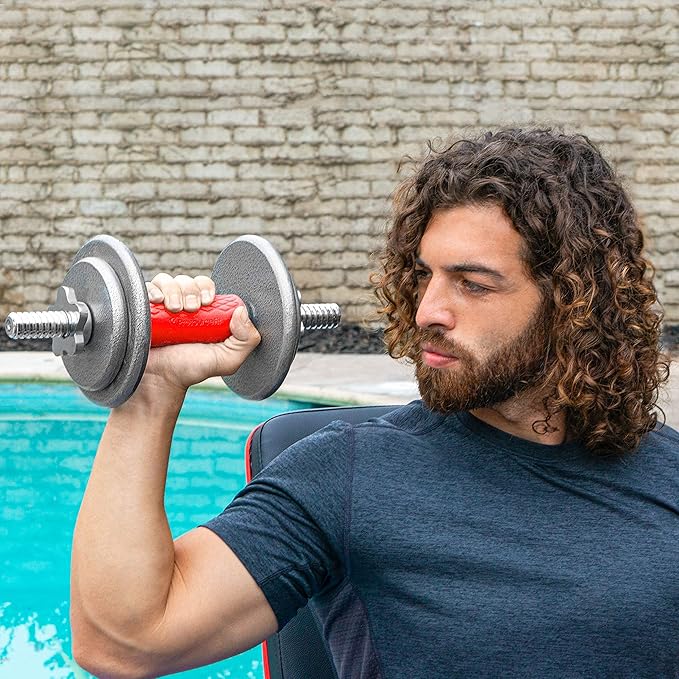 ProsourceFit Thick Grips for Dumbbell and Barbell, 1.9-in Axle Bar Adapter for Weightlifting and Strength Training (Red)
